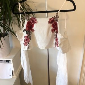 White Tie-Up Crop Top
